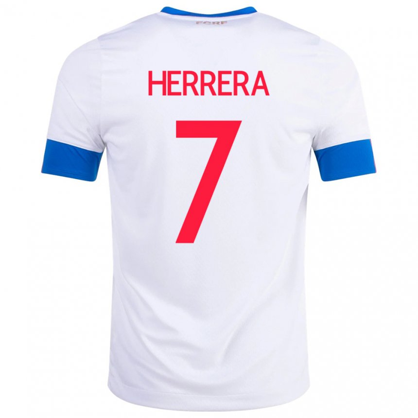 Kinder Costa-ricanische Melissa Herrera #7 Weiß Auswärtstrikot Trikot 22-24 T-shirt Belgien