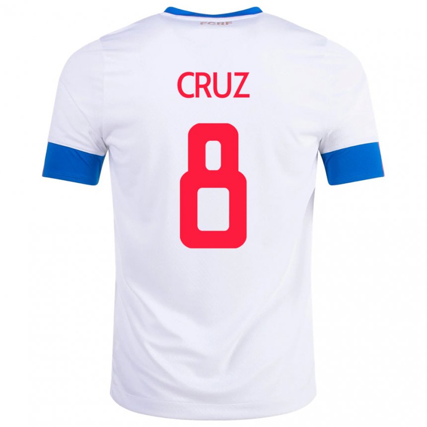 Kinder Costa-ricanische Daniela Cruz #8 Weiß Auswärtstrikot Trikot 22-24 T-shirt Belgien
