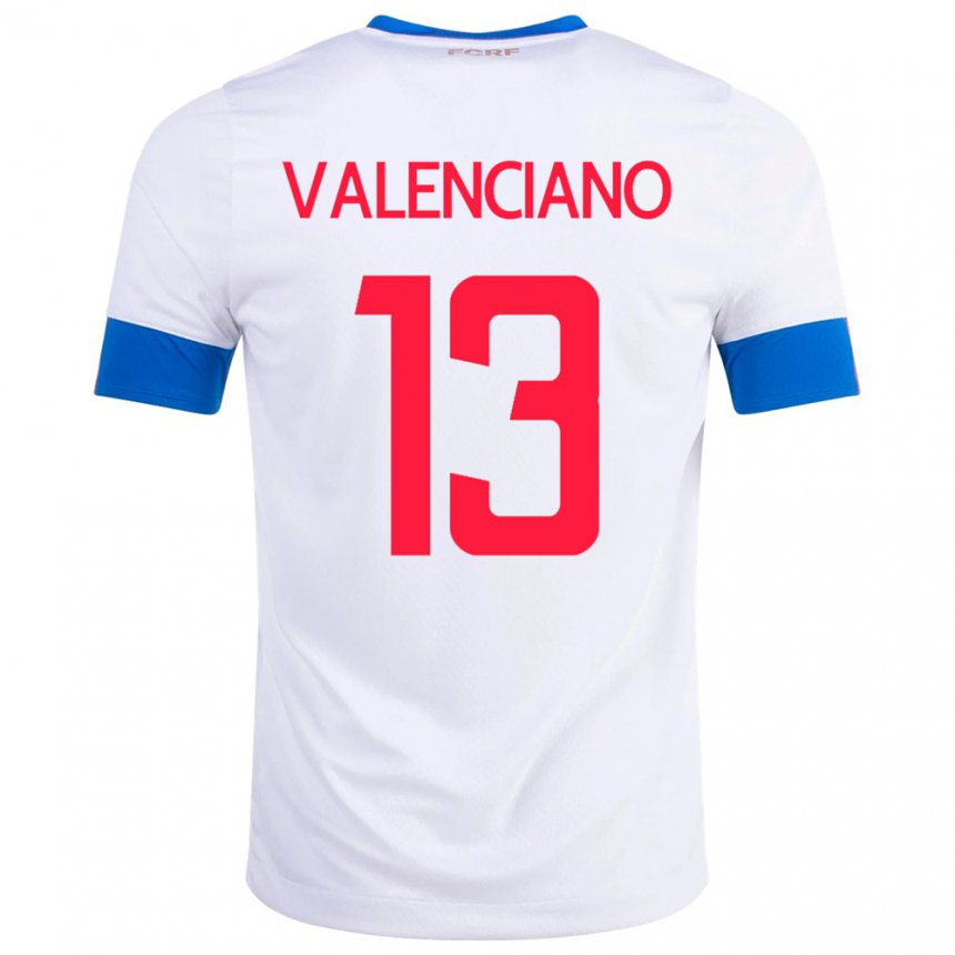 Kinder Costa-ricanische Emilie Valenciano #13 Weiß Auswärtstrikot Trikot 22-24 T-shirt Belgien