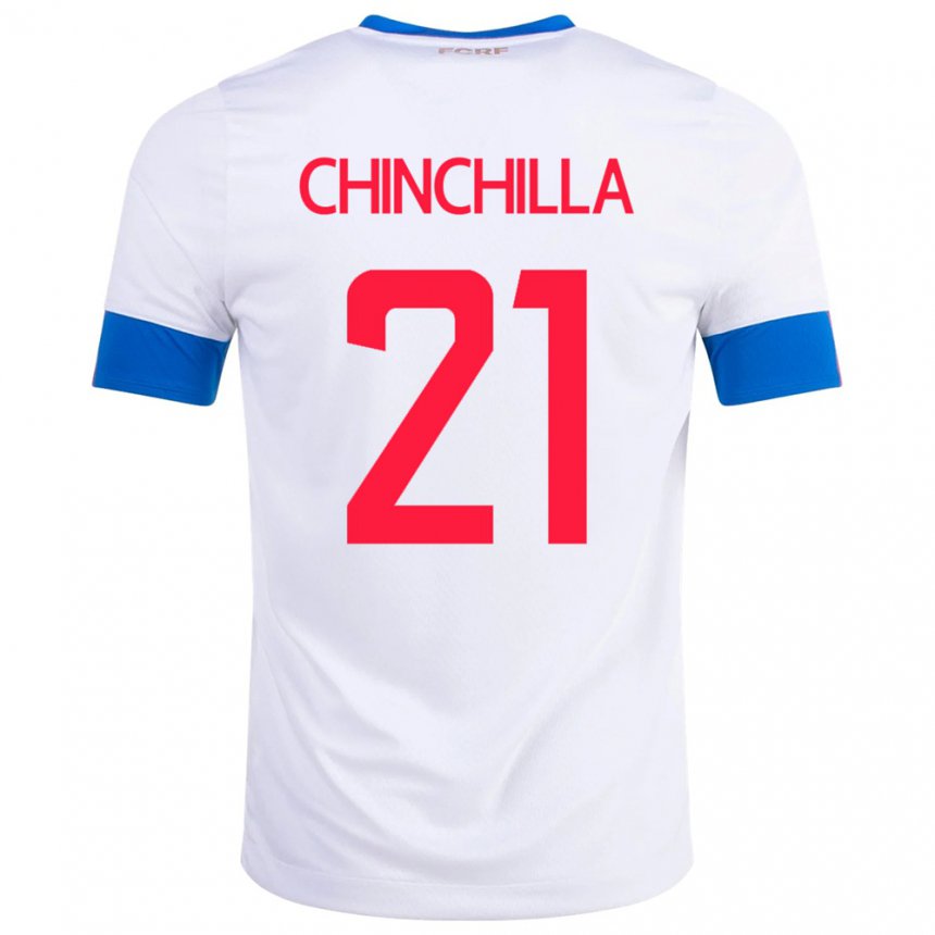 Kinder Costa-ricanische Viviana Chinchilla #21 Weiß Auswärtstrikot Trikot 22-24 T-shirt Belgien