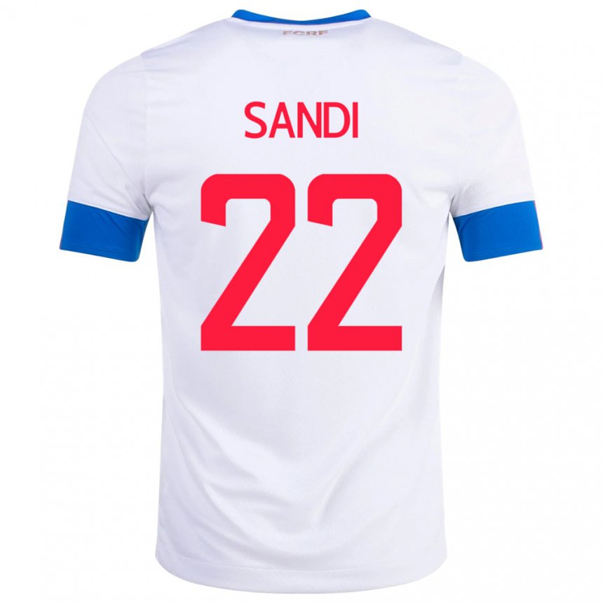 Kinder Costa-ricanische Cristel Sandi #22 Weiß Auswärtstrikot Trikot 22-24 T-shirt Belgien