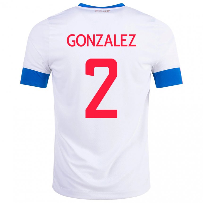 Kinder Costa-ricanische Julian Gonzalez #2 Weiß Auswärtstrikot Trikot 22-24 T-shirt Belgien