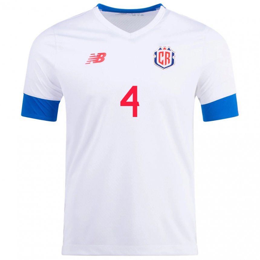 Kinder Costa-ricanische Brandon Calderon #4 Weiß Auswärtstrikot Trikot 22-24 T-shirt Belgien