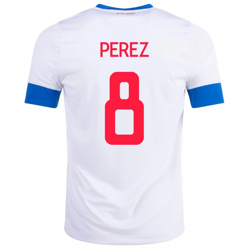 Kinder Costa-ricanische Creichel Perez #8 Weiß Auswärtstrikot Trikot 22-24 T-shirt Belgien