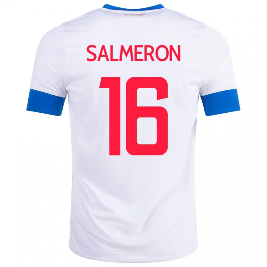 Kinder Costa-ricanische Andrey Salmeron #16 Weiß Auswärtstrikot Trikot 22-24 T-shirt Belgien