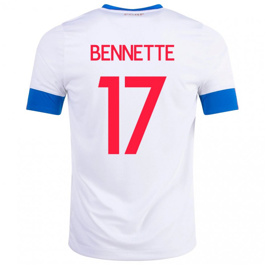 Kinder Costa-ricanische Jewison Bennette #17 Weiß Auswärtstrikot Trikot 22-24 T-shirt Belgien