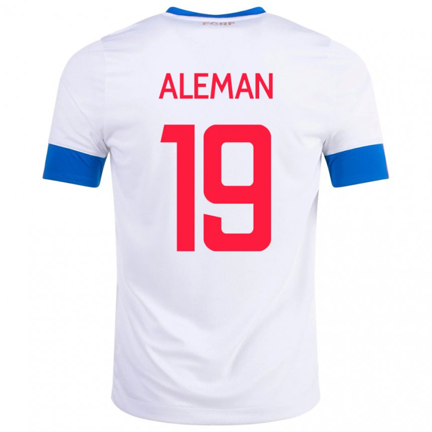 Kinder Costa-ricanische Fabricio Aleman #19 Weiß Auswärtstrikot Trikot 22-24 T-shirt Belgien