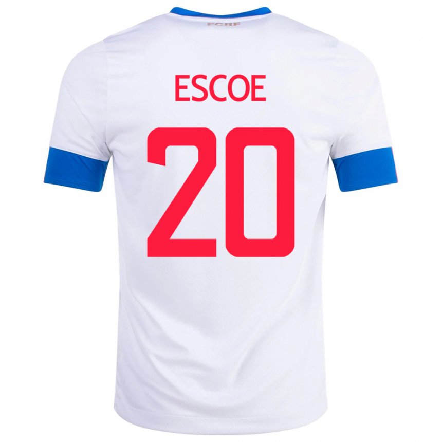 Kinder Costa-ricanische Enyel Escoe #20 Weiß Auswärtstrikot Trikot 22-24 T-shirt Belgien