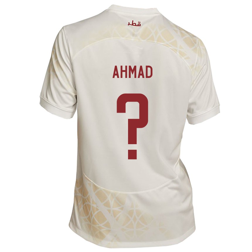 Enfant Maillot Qatar Homam Ahmad #0 Beige Doré Tenues Extérieur 22-24 T-shirt Belgique