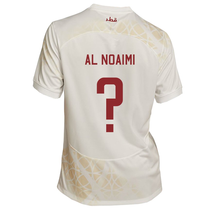 Enfant Maillot Qatar Mohammad Al Noaimi #0 Beige Doré Tenues Extérieur 22-24 T-shirt Belgique