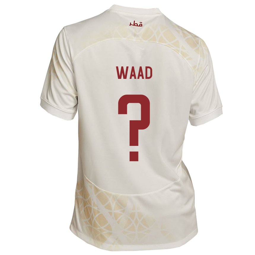 Enfant Maillot Qatar Mohammad Waad #0 Beige Doré Tenues Extérieur 22-24 T-shirt Belgique
