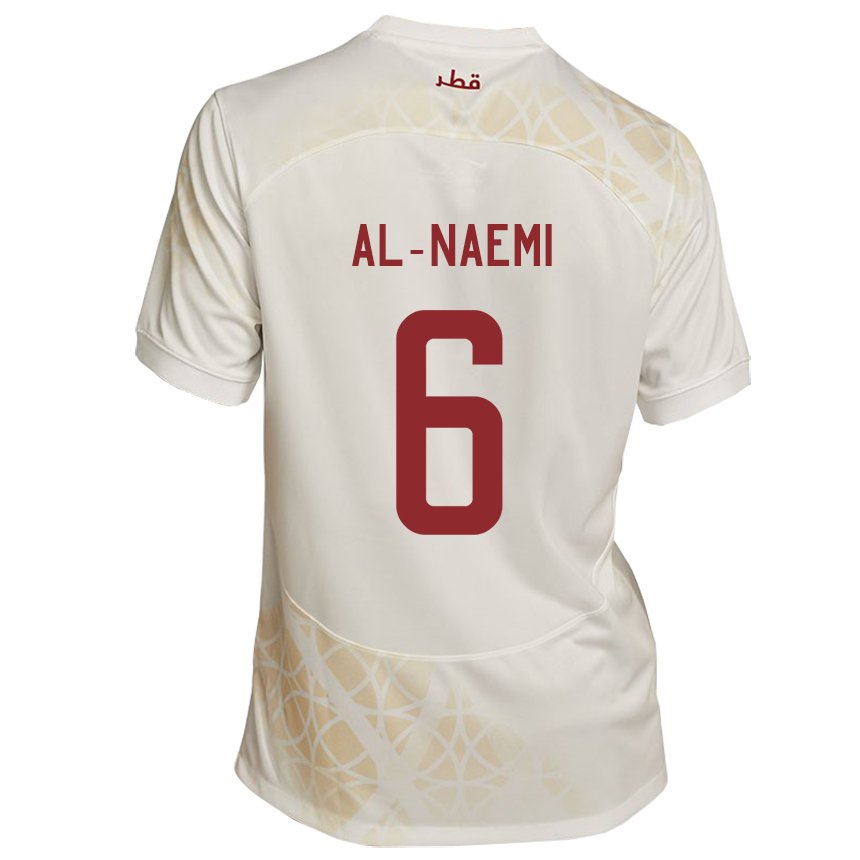 Kinder Katarische Reem Al Naemi #6 Goldbeige Auswärtstrikot Trikot 22-24 T-shirt Belgien