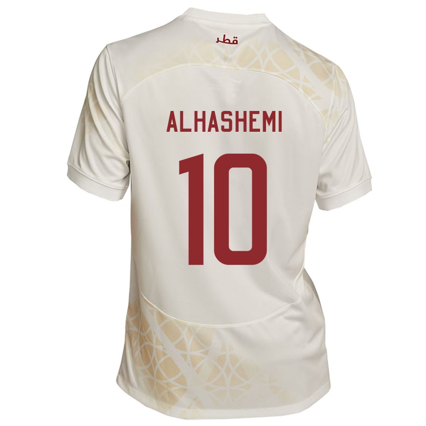 Enfant Maillot Qatar Suaad Alhashemi #10 Beige Doré Tenues Extérieur 22-24 T-shirt Belgique