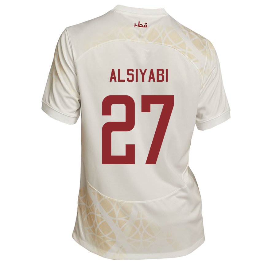 Kinder Katarische Nasra Alsiyabi #27 Goldbeige Auswärtstrikot Trikot 22-24 T-shirt Belgien