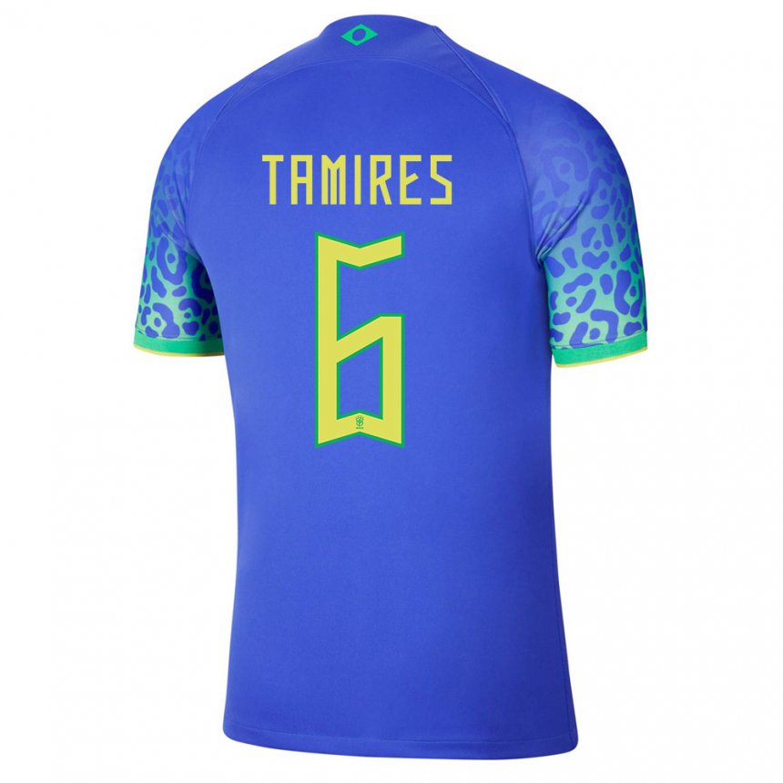 Kinder Brasilianische Tamires #6 Blau Auswärtstrikot Trikot 22-24 T-shirt Belgien