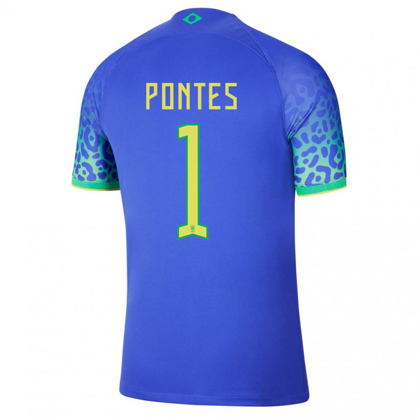 Kinder Brasilianische Mycael Pontes #1 Blau Auswärtstrikot Trikot 22-24 T-shirt Belgien