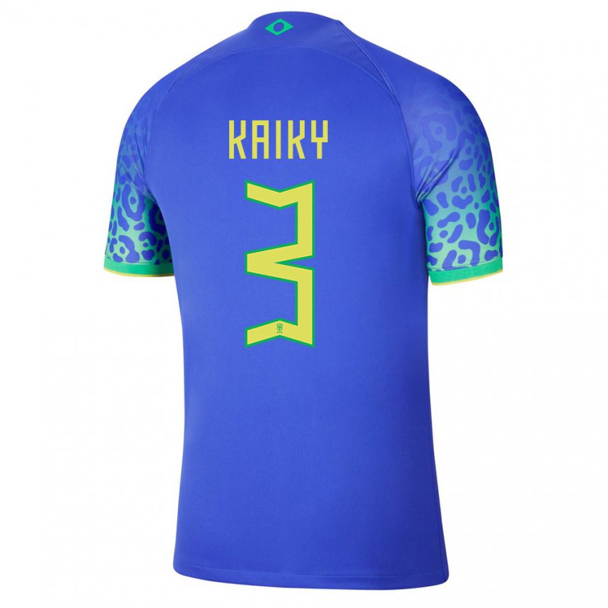 Kinder Brasilianische Kaiky #3 Blau Auswärtstrikot Trikot 22-24 T-shirt Belgien