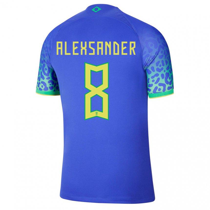 Enfant Maillot Brésil Alexsander #8 Bleu Tenues Extérieur 22-24 T-shirt Belgique