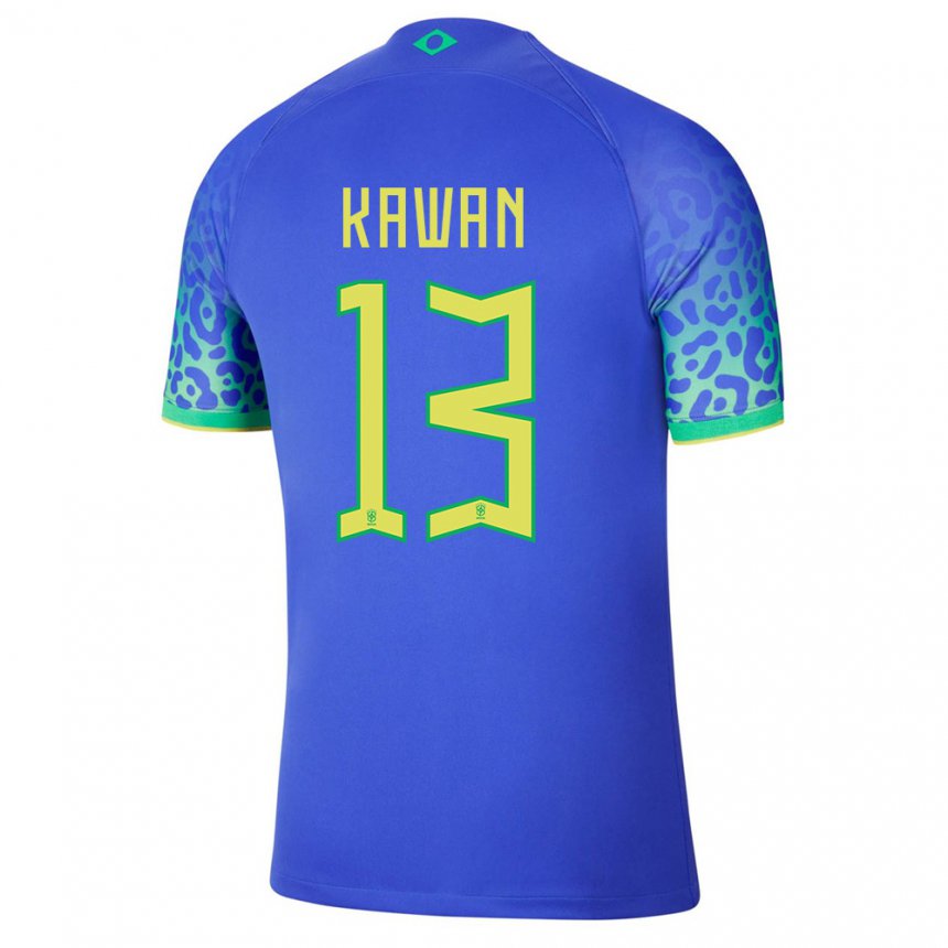 Enfant Maillot Brésil Lucas Kawan #13 Bleu Tenues Extérieur 22-24 T-shirt Belgique