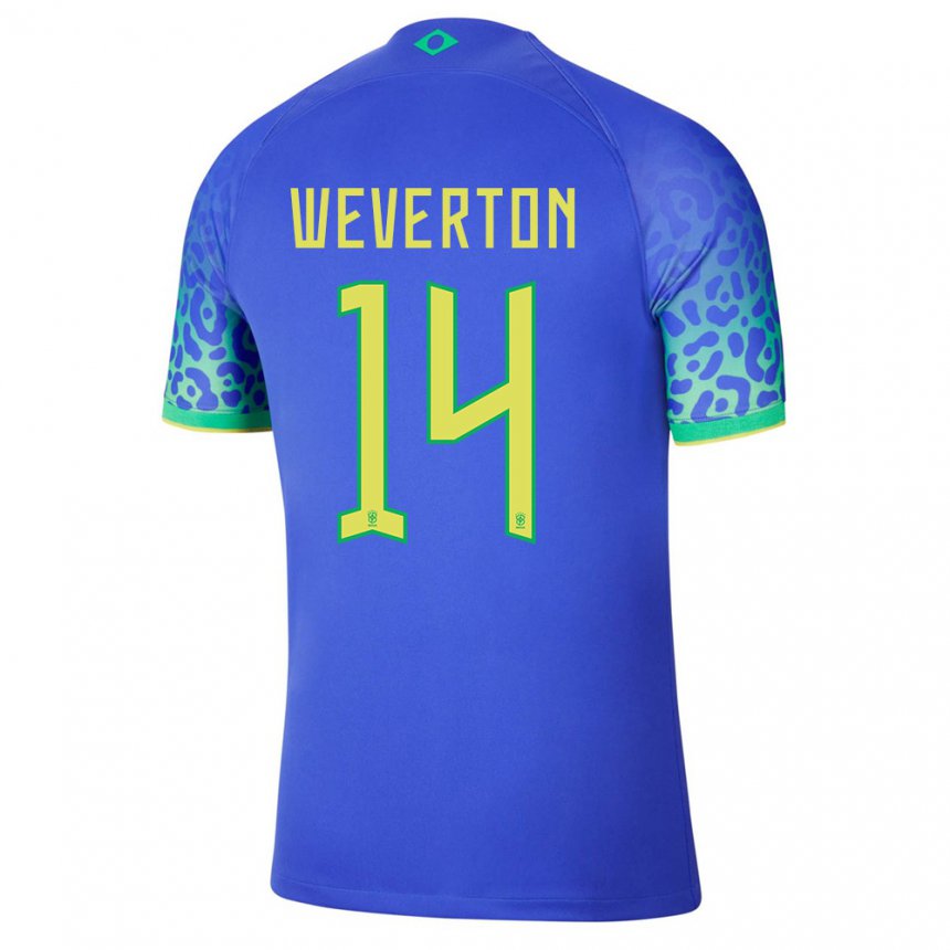 Kinder Brasilianische Weverton #14 Blau Auswärtstrikot Trikot 22-24 T-shirt Belgien