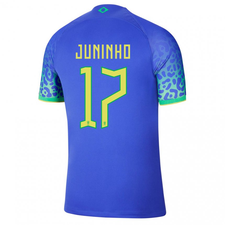 Kinder Brasilianische Juninho #17 Blau Auswärtstrikot Trikot 22-24 T-shirt Belgien