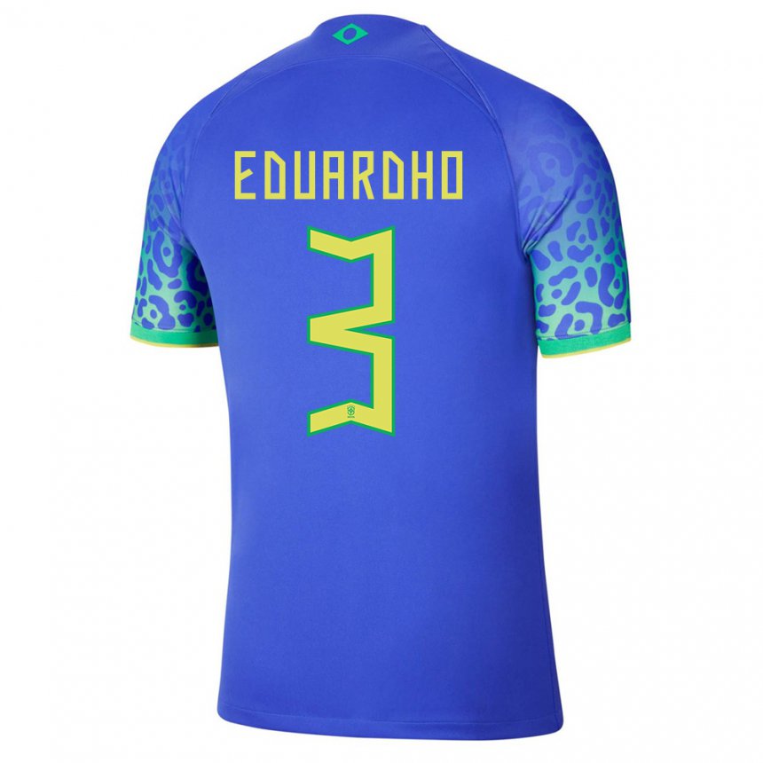 Kinder Brasilianische Eduardho #3 Blau Auswärtstrikot Trikot 22-24 T-shirt Belgien