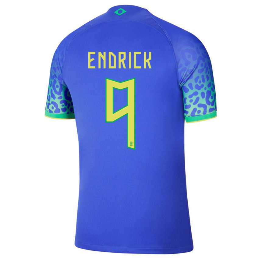 Enfant Maillot Brésil Endrick #9 Bleu Tenues Extérieur 22-24 T-shirt Belgique