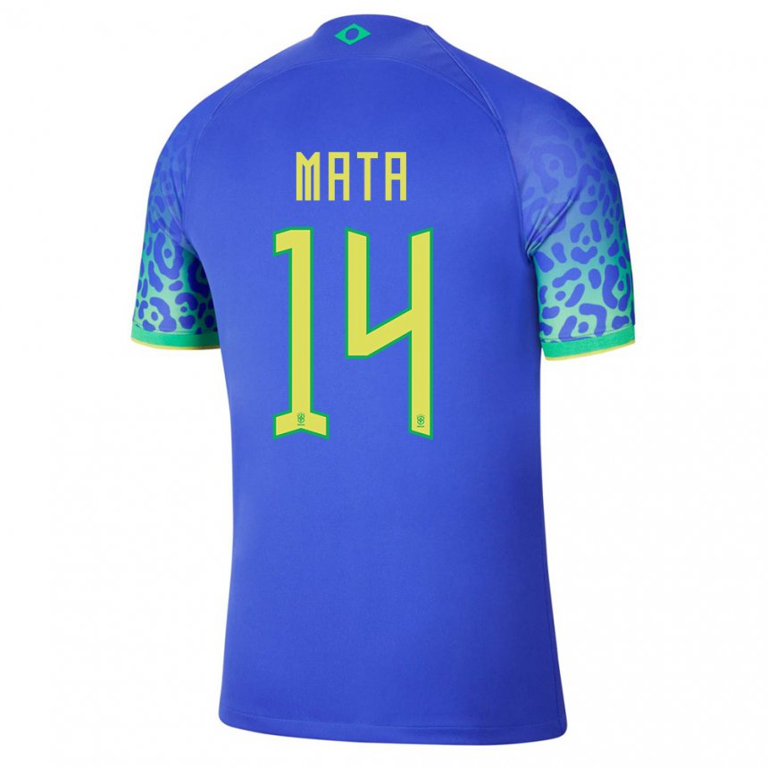 Kinder Brasilianische Da Mata #14 Blau Auswärtstrikot Trikot 22-24 T-shirt Belgien