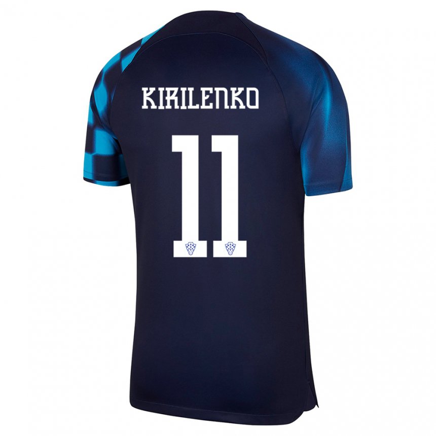 Kinder Kroatische Ivana Kirilenko #11 Dunkelblau Auswärtstrikot Trikot 22-24 T-shirt Belgien