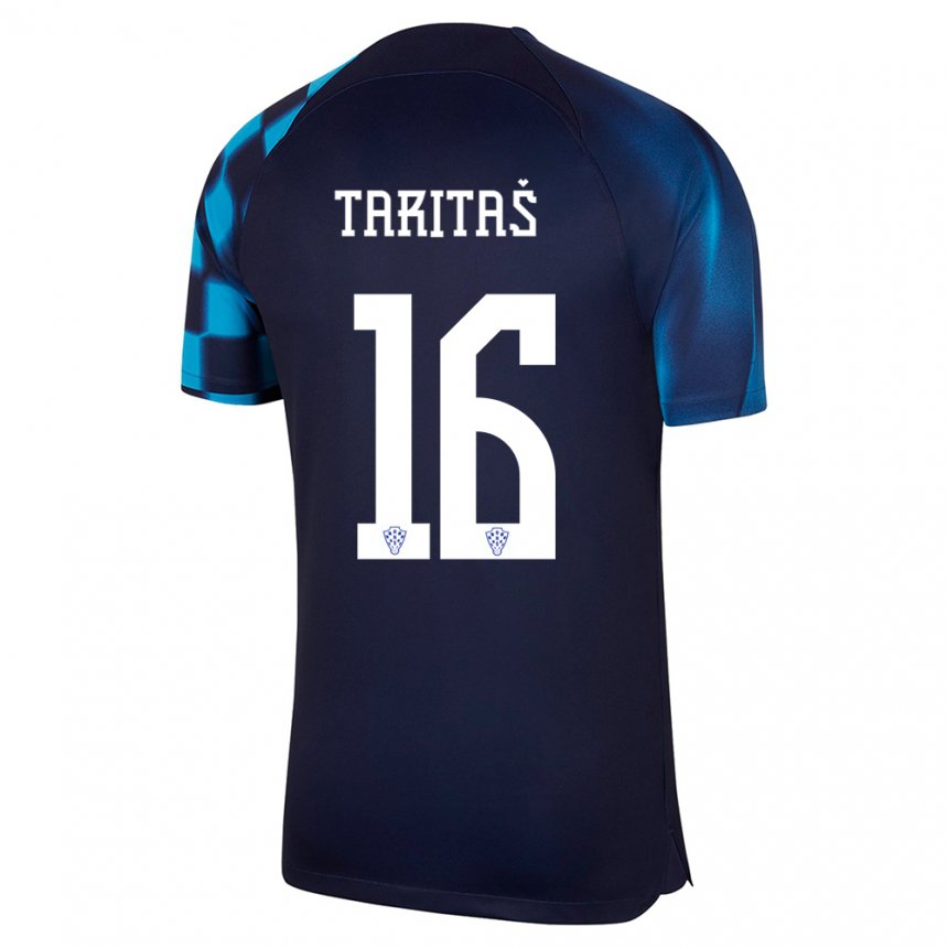Kinder Kroatische Martina Taritas #16 Dunkelblau Auswärtstrikot Trikot 22-24 T-shirt Belgien