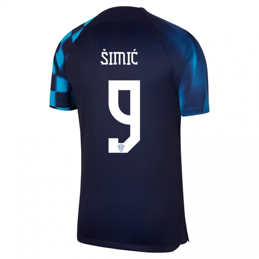 Kinder Kroatische Roko Simic #9 Dunkelblau Auswärtstrikot Trikot 22-24 T-shirt Belgien