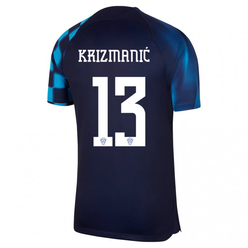 Kinder Kroatische Kresimir Krizmanic #13 Dunkelblau Auswärtstrikot Trikot 22-24 T-shirt Belgien