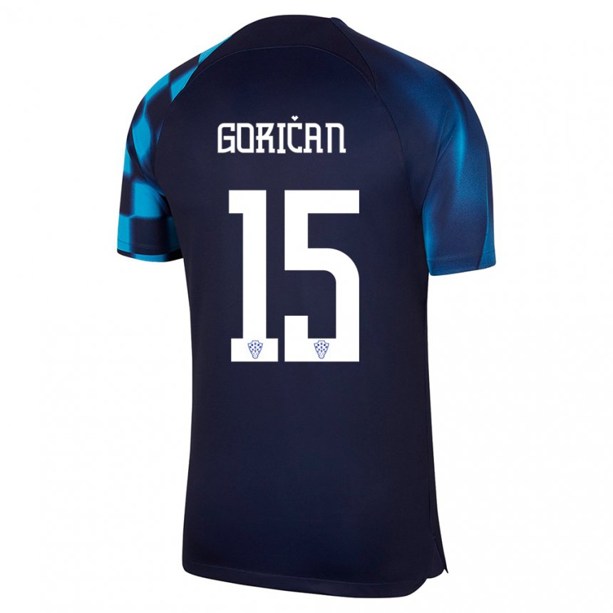 Kinder Kroatische Silvio Gorican #15 Dunkelblau Auswärtstrikot Trikot 22-24 T-shirt Belgien