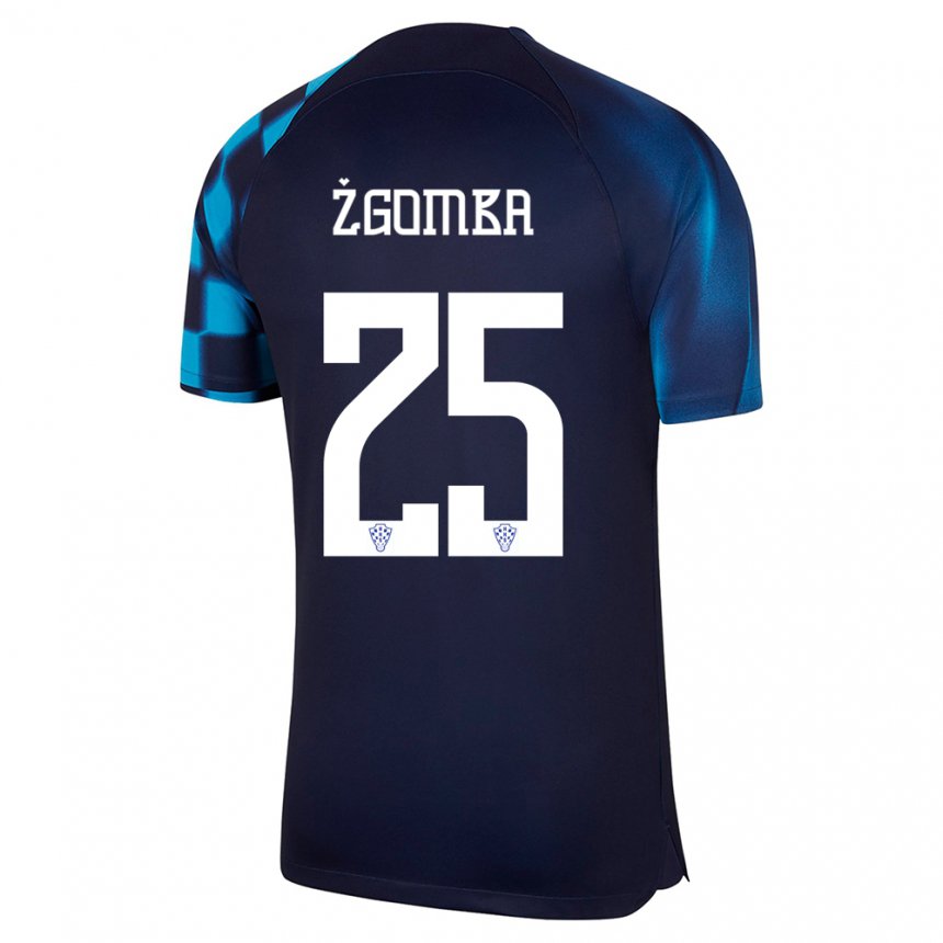 Kinder Kroatische Marin Zgomba #25 Dunkelblau Auswärtstrikot Trikot 22-24 T-shirt Belgien