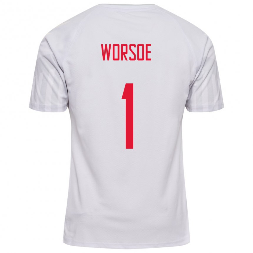Kinder Dänische Laura Worsoe #1 Weiß Auswärtstrikot Trikot 22-24 T-shirt Belgien