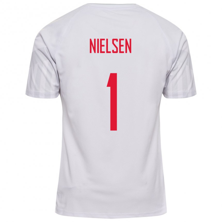 Kinder Dänische Magnus Nielsen #1 Weiß Auswärtstrikot Trikot 22-24 T-shirt Belgien
