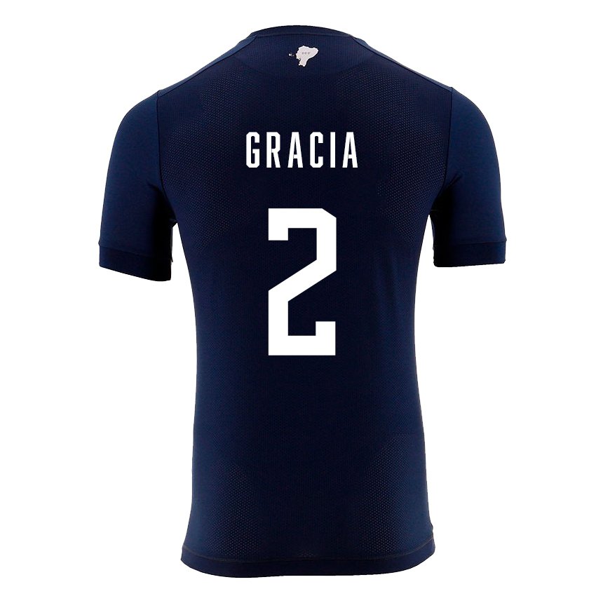 Enfant Maillot Équateur Ericka Gracia #2 Bleu Marine Tenues Extérieur 22-24 T-shirt Belgique