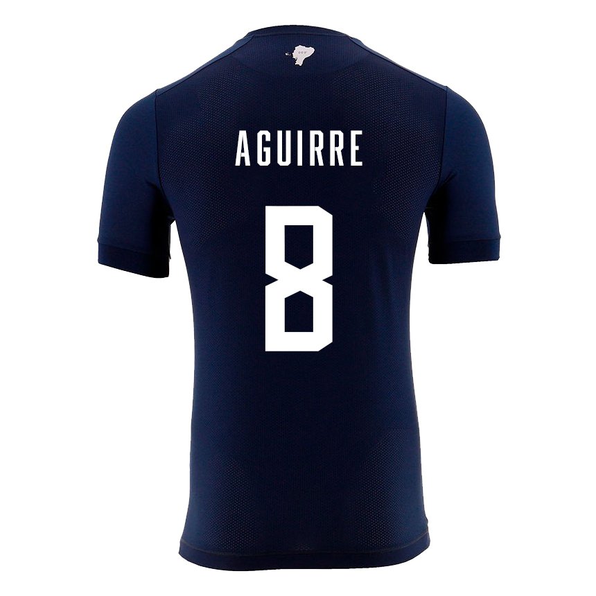 Kinder Ecuadorianische Marthina Aguirre #8 Marineblau Auswärtstrikot Trikot 22-24 T-shirt Belgien