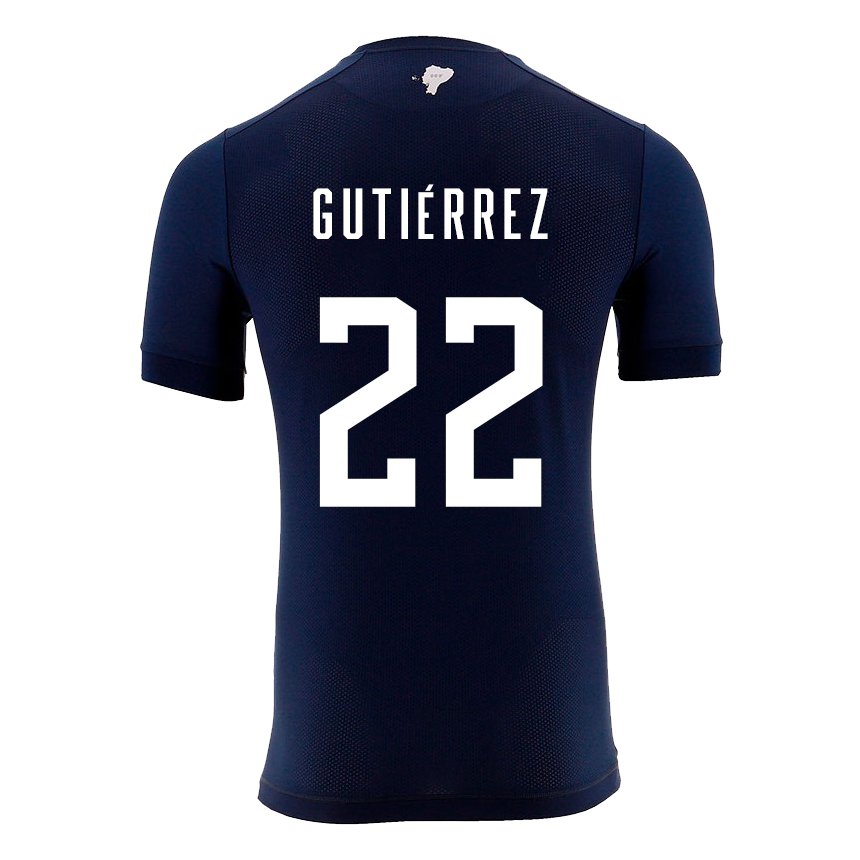 Kinder Ecuadorianische Melanie Gutierrez #22 Marineblau Auswärtstrikot Trikot 22-24 T-shirt Belgien