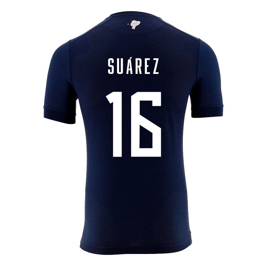 Kinder Ecuadorianische Ariel Suarez #16 Marineblau Auswärtstrikot Trikot 22-24 T-shirt Belgien