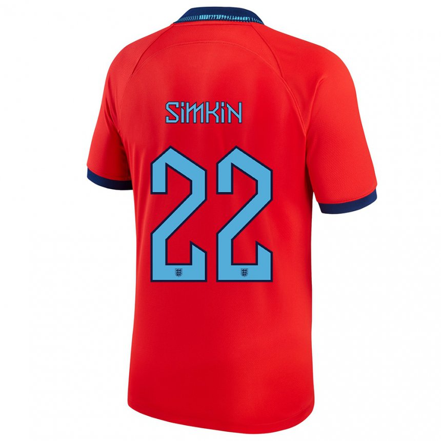 Kinder Englische Tommy Simkin #22 Rot Auswärtstrikot Trikot 22-24 T-shirt Belgien