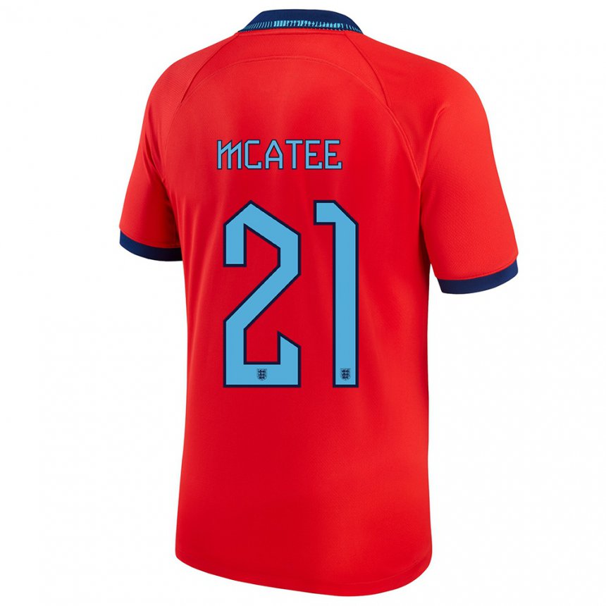 Kinder Englische James Mcatee #21 Rot Auswärtstrikot Trikot 22-24 T-shirt Belgien