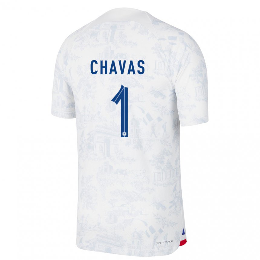 Kinder Französische Mylene Chavas #1 Weiß Blau Auswärtstrikot Trikot 22-24 T-shirt Belgien