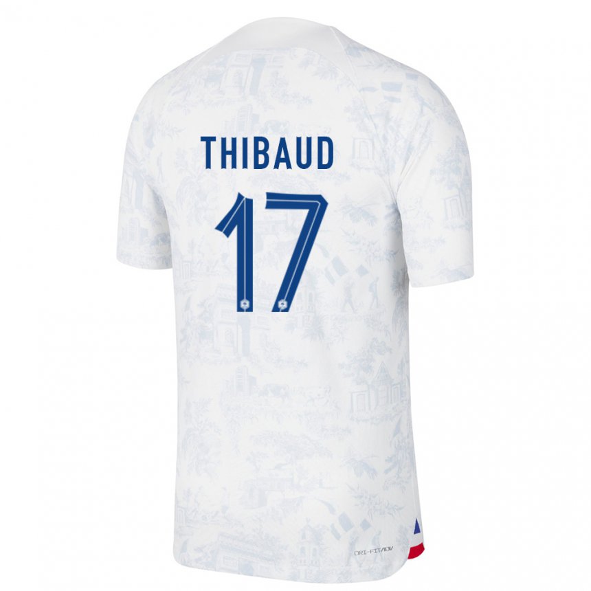 Kinder Französische Julie Thibaud #17 Weiß Blau Auswärtstrikot Trikot 22-24 T-shirt Belgien