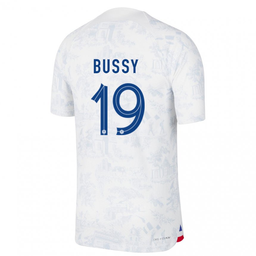 Kinder Französische Kessya Bussy #19 Weiß Blau Auswärtstrikot Trikot 22-24 T-shirt Belgien
