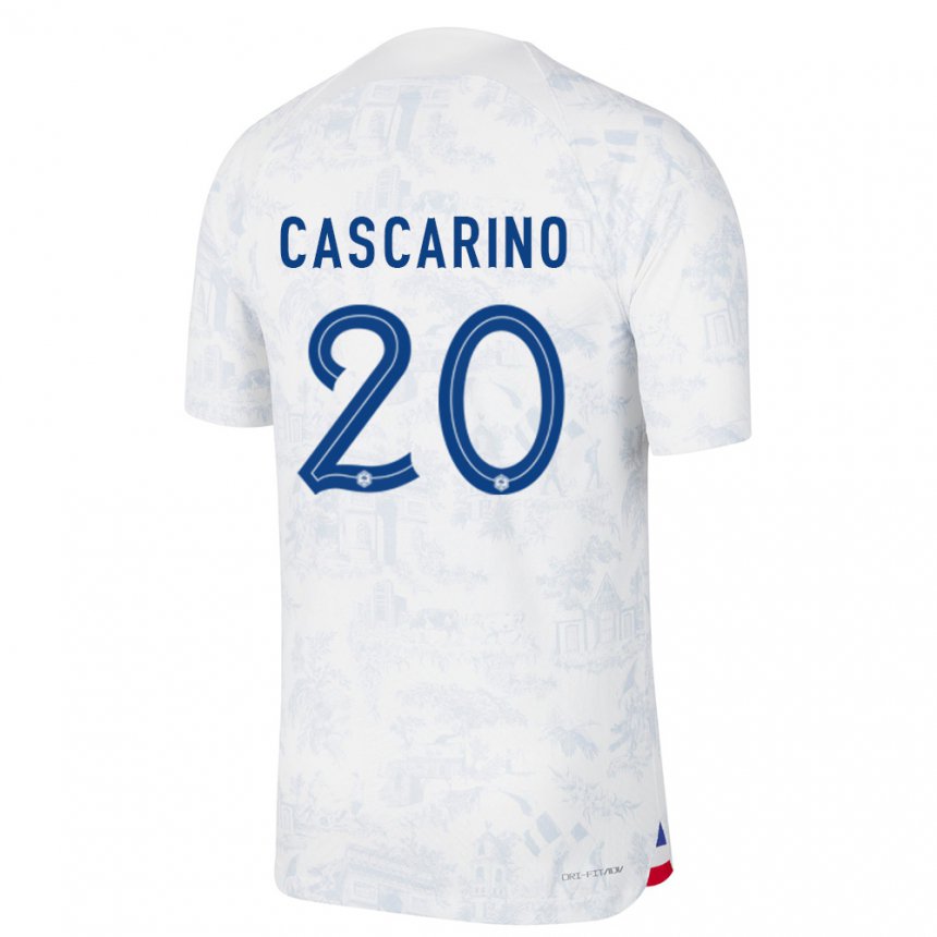 Kinder Französische Delphine Cascarino #20 Weiß Blau Auswärtstrikot Trikot 22-24 T-shirt Belgien