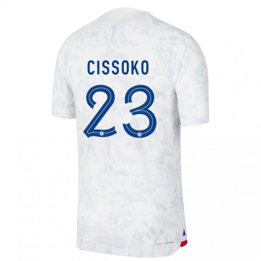 Kinder Französische Hawa Cissoko #23 Weiß Blau Auswärtstrikot Trikot 22-24 T-shirt Belgien