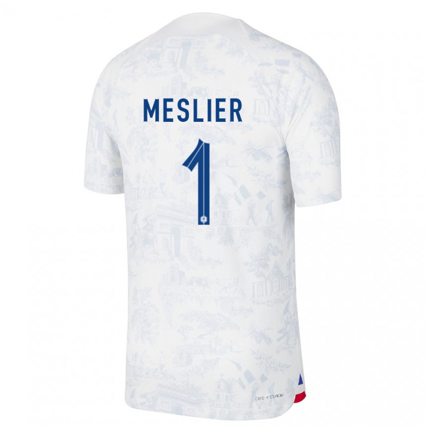 Kinder Französische Illan Meslier #1 Weiß Blau Auswärtstrikot Trikot 22-24 T-shirt Belgien