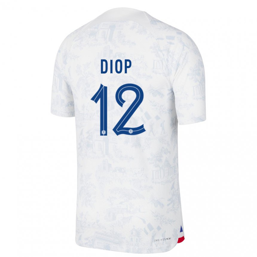 Kinder Französische Sofiane Diop #12 Weiß Blau Auswärtstrikot Trikot 22-24 T-shirt Belgien