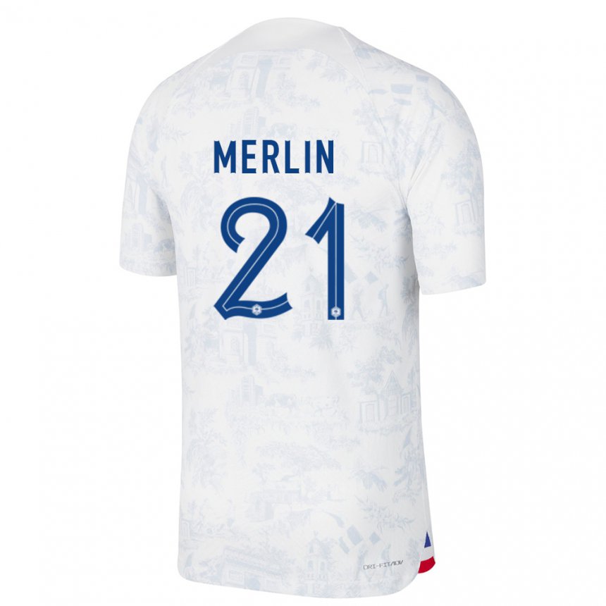 Kinder Französische Quentin Merlin #21 Weiß Blau Auswärtstrikot Trikot 22-24 T-shirt Belgien